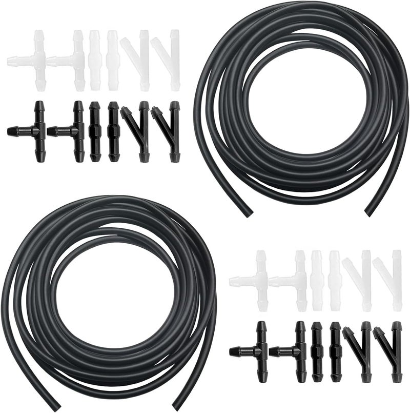 SmaringWing Windshield Washer Hose, Windshield Repair Kit, 2Pcs 4M Washer Fluid Hoses with 24Pcs Hose Connectors for Most Vehicle Windshield Washer Tubing, Car Wash Kits for Connecting Car Water Pumps and Nozzles - Image 1